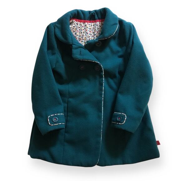 Little Bird teal pea coat with floral details - Picture 1 of 9